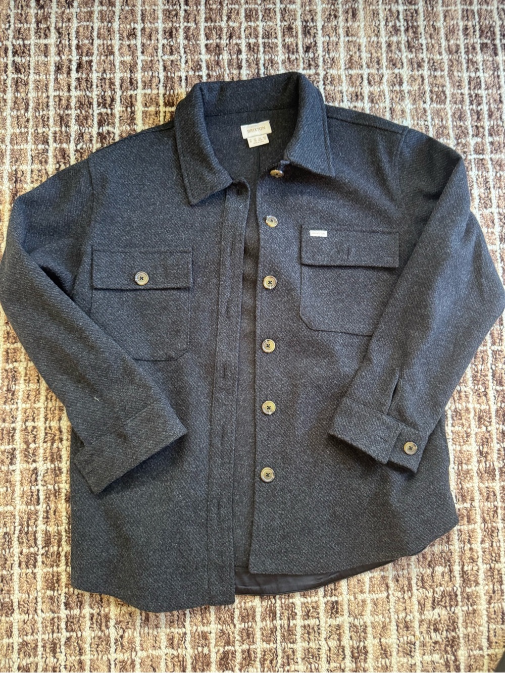 Brixton Men's Dark Gray Button-Up Wool Blend Shacket